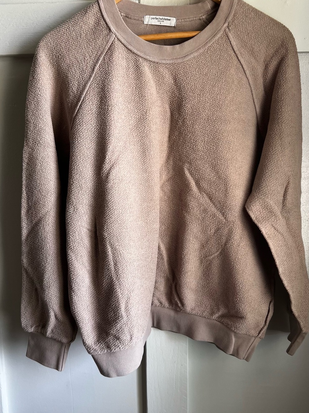 perfectwhitetee Ziggy Inside out fleece Crew Mauve Mist Sweatshirt